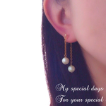 《人気！》揺れるダブルコットンパール♡ノンホールピアス