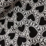 綿刺繍生地　ブラック　かわいい