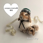 usoppu-mama様専用 羊毛フェルト(ﾌﾞﾛｰｸﾝｵﾚﾝｼﾞ)&まるっこうさぎのブローチセット