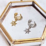 スノークリスタル×3連スリット入りイヤーカフ　snowman　推し活　オタ活
