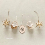 小さな星が光るラタンのミニかご　coffee   /  x'mas