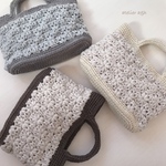 ✳︎選べる内布✳︎花模様のニット×麻ひもバッグ　アイボリー　ニットバッグ