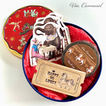 レトロサーカス柄・缶入りマスキングテープ＆箔押しチケットシールセット