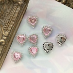 再入荷【5個♡１2mm】デコパーツ♡キラキララインストーンピンクハート⭐️リボンのセンターパーツ♡キッズハンドメイド⭐️クリスマスにも♡小物やアクセサリー作りにも♡5点セット
