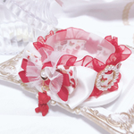 リボン首輪✨プレゼントベアー柄♡クマチャーム×華やかリボン♡