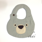  ◇再販◇おとぼけくまさんのふわふわスタイ グレー カラフルボーダー