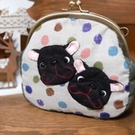 2ブヒアップリケのがま口ポーチ
