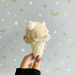 チョコアイスのラトル☆うさぎとくまのトッピング☆ガラガラ☆ままごと☆出産祝い☆プチギフト☆ファーストトイ☆赤ちゃんのおもちゃ