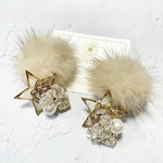 cream white far star resin bubble bijou pierce  （星　ビジュー　ピアス）