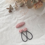 【3点セット】さくらんぼ刺繍　くるみボタン　ゴム＆パッチンピンセット