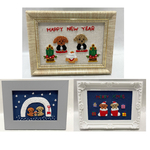 minne423様オーダー品【送料無料】刺繍　フレーム　インテリア　トイプードル　クリスマス　ブーツ