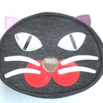 ポーチ　黒猫　レーヨン　小物入れ　化粧　　コスメ　トラベル　