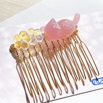 かんざし じゃれ猫 くすみピンク 桜 簪 ヘアコーム