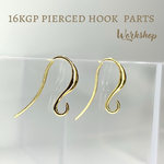 ☆数量変更☆【4pcs】16KGP本金メッキフックピアスパーツ
