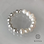 silver925+バロックパール　淡水パール　mix リング　指輪　サイズフリー  kiitos