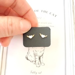白　ハート羽ピアス　樹脂ピアス