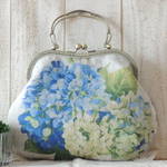 sak~様オーダー品フランスリネン『紫陽花』 大 3way がま口バッグ