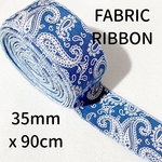 【FABRIC】【BLUE】ペイズリーリボン【A2032】