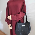 NEW!＊送料無料＊チェック×水玉パッチ柄のふっくらトート