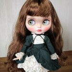再出品478.※緑のレースたっぷりクラシカルワンピース※ブライスアウトフィット※1/6ドール服※