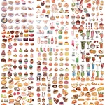 821ノーカットタイプ　食べ物シールフレークシール9セット