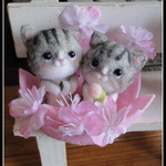 ＊２匹のねこちゃん×桜（グレー）＊