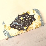 星空と猫🖤軽い長財布🖤ねこ♩ネコ♩ブラック♪黒♬お財布♬