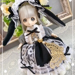再出品　オビツ11☆♡ゴスロリうさぎ♡ドレス＆ヘッドドレス　ハンドメイド