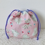 ころん♪ま〜るい巾着袋　コップ袋　給食袋　ひつじ柄　ピンク　ラベンダー　入園グッズ　入学グッズ