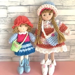 ハンドメイド　お人形　ペア　編みドール