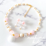 little princess＊Dream - winter pink キッズイヤリング キッズ ネックレス セット キッズアクセサリー 女の子 プレゼント クリスマス お誕生日 ファー 冬 ピンク