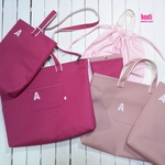 ［S様オーダー品］＊帆布のレッスンバッグ＆上履き入れ・体操服袋・パッチンポケット＊ローズピンク/さくらピンク