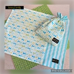 リボンとストライプの給食2点セット☆bow ties × stripes /BL
