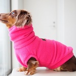犬服　毛布みたいな生地のハイネックタンクトップ　ピンク