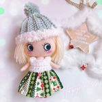 クリスマス柄ワンピースと帽子のセット＊緑　イーマリー