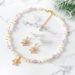 little princess＊ frozen - purple キッズイヤリング + キッズ ネックレス セット＊ キッズアクセサリー キッズネックレス 女の子 プレゼント クリスマス 雪 こども