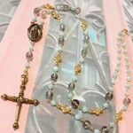 (ネックレス)✝️天然石のロザリオ風ネックレス✝️ K555-05