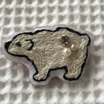 しろくまの刺繍ブローチ