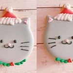 12/10から発送！クリスマスアイシングクッキー♪猫ちゃんサンタ♡2個