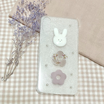 お花とうさぎのピンクiPhoneケース