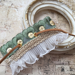 インド刺繍 リボン ポニーフック ラップリボン リボンラップ グリーン×ハート