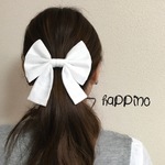 ロングリボン　ヘアゴムorバレッタ　ダブルガーゼ　ホワイト　　