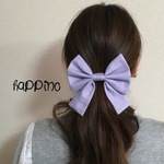 ロングリボン　ヘアゴムorバレッタ　ダブルガーゼ　ラベンダー　　