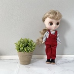 ミディブライス　サイズのお洋服　赤コーデュロイサロペット