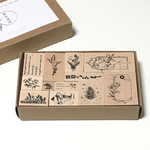 植物花はんこ  (１２個セット)　ボタニカル　スタンプ　コラージュ　ハンコ