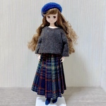 ●送料無料● リカちゃんサイズ服 トータルコーディネート4点　セット販売　チェックプリーツスカート