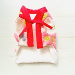 ちゃんちゃんこ☆版画風花柄ピンク