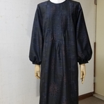 Sale  大島紬リメイクフロントピンタックボリューム袖ワンピース