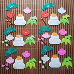 【送料無料】折り紙壁面飾り 羽子板&コマ