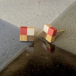 寄木細工のピアス 【mosaic】 <pnk×yel×wht×gry>